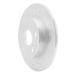 Scion TC Brake Rotor (1) - Rear Right - R1 Concepts - Drilled & Slotted - Silver - `11-`16